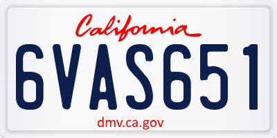 CA license plate 6VAS651