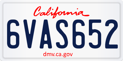 CA license plate 6VAS652