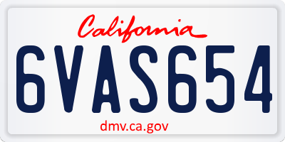 CA license plate 6VAS654