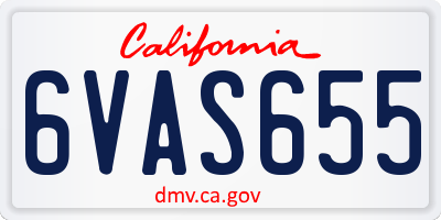 CA license plate 6VAS655
