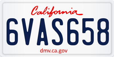 CA license plate 6VAS658