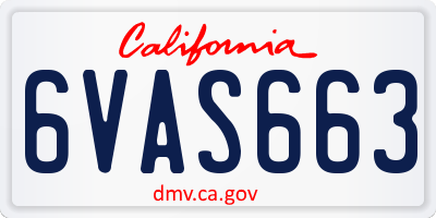 CA license plate 6VAS663