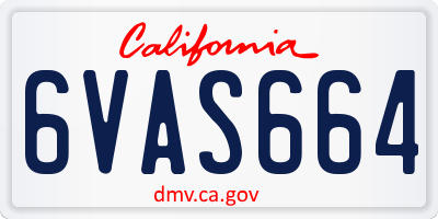 CA license plate 6VAS664