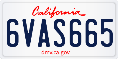 CA license plate 6VAS665