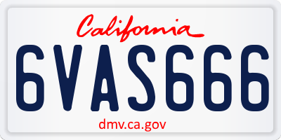 CA license plate 6VAS666