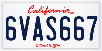 CA license plate 6VAS667