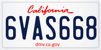 CA license plate 6VAS668