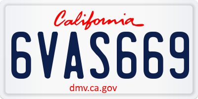 CA license plate 6VAS669