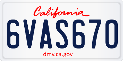 CA license plate 6VAS670