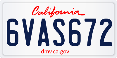 CA license plate 6VAS672