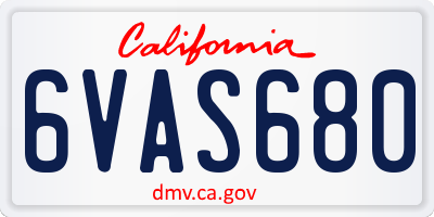 CA license plate 6VAS680