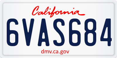 CA license plate 6VAS684