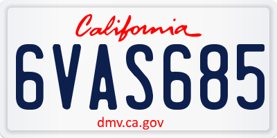 CA license plate 6VAS685