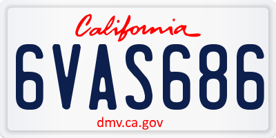 CA license plate 6VAS686