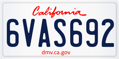 CA license plate 6VAS692