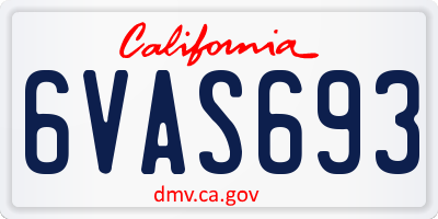 CA license plate 6VAS693