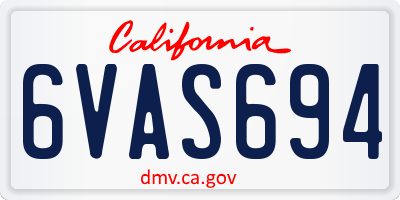 CA license plate 6VAS694