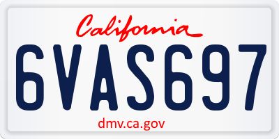CA license plate 6VAS697