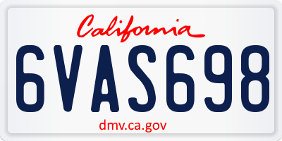 CA license plate 6VAS698