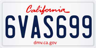 CA license plate 6VAS699