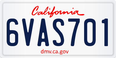 CA license plate 6VAS701