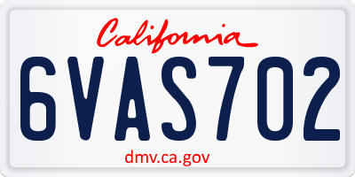 CA license plate 6VAS702