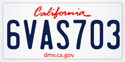 CA license plate 6VAS703