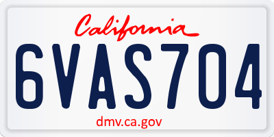 CA license plate 6VAS704