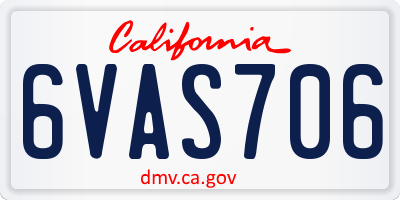 CA license plate 6VAS706
