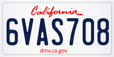 CA license plate 6VAS708