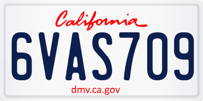CA license plate 6VAS709