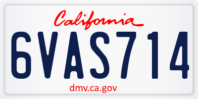 CA license plate 6VAS714