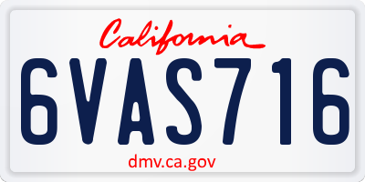 CA license plate 6VAS716
