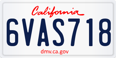 CA license plate 6VAS718