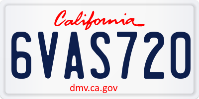 CA license plate 6VAS720