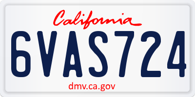 CA license plate 6VAS724