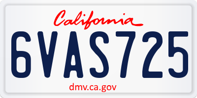 CA license plate 6VAS725