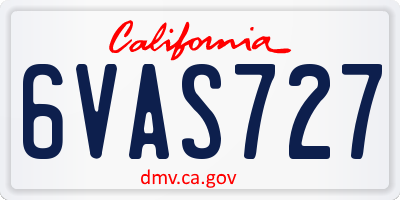 CA license plate 6VAS727