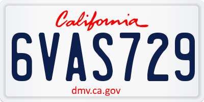 CA license plate 6VAS729