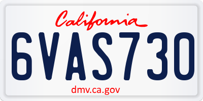 CA license plate 6VAS730