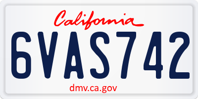 CA license plate 6VAS742