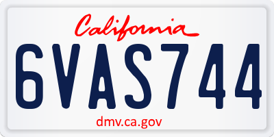 CA license plate 6VAS744