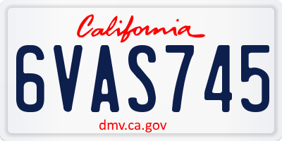 CA license plate 6VAS745