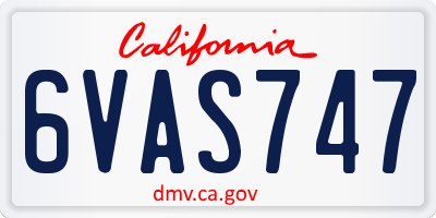CA license plate 6VAS747