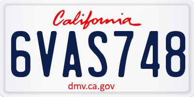 CA license plate 6VAS748