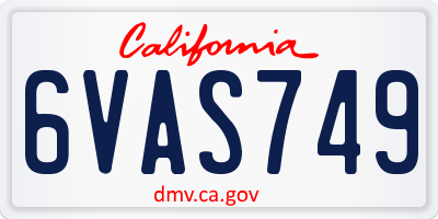 CA license plate 6VAS749