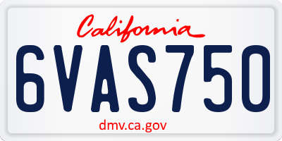 CA license plate 6VAS750