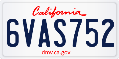 CA license plate 6VAS752