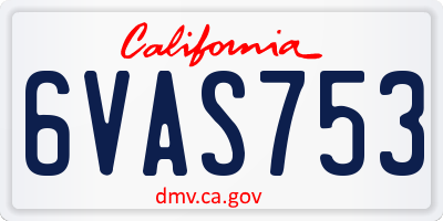 CA license plate 6VAS753