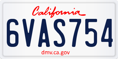 CA license plate 6VAS754
